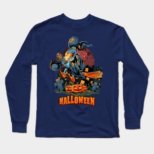 Halloween Scary  Witch Design Long Sleeve T-Shirt